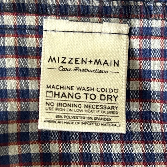 MIZZEN+MAIN Men’s Large Tall Trim Fit Long Sleeve Button Up | Blue Gingham - Picture 6 of 8